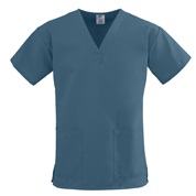 ComfortEase Ladies V-Neck Two-Pocket Scrub Tops Caribbean Blue