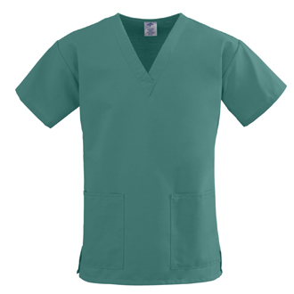 ComfortEase Ladies V-Neck Two-Pocket Scrub Tops Evergreen