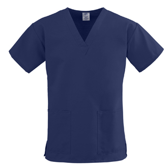 ComfortEase Ladies V-Neck Two-Pocket Scrub Tops Midnight Blue