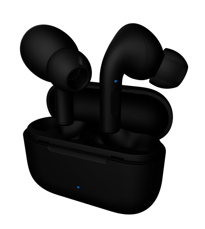 Wireless Earbuds with Mic and Charging Case - Black