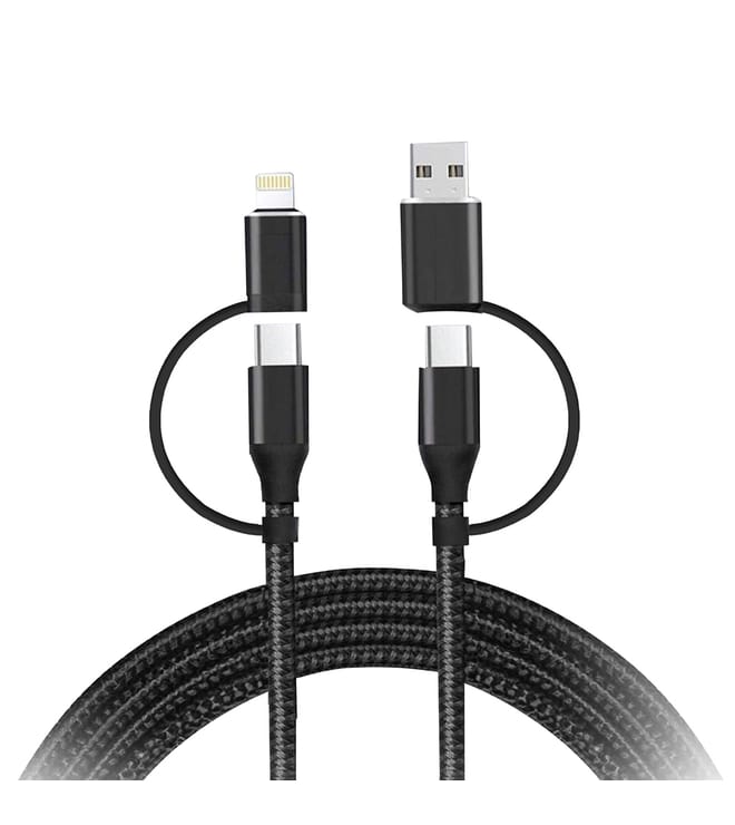 Iessentials 4-in-1 Lightning to Type-C and USB to Type-C Cable Black