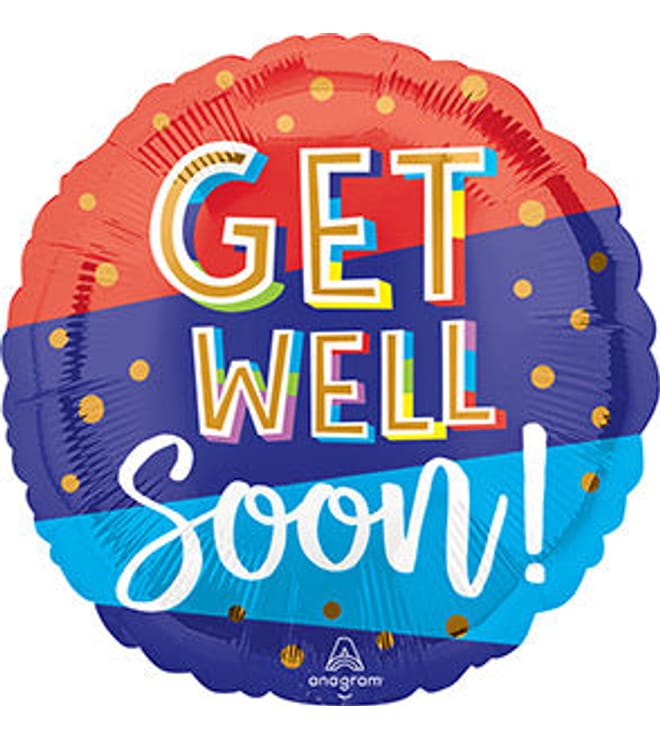 Get Well Bouncy Type Balloon, 18in.