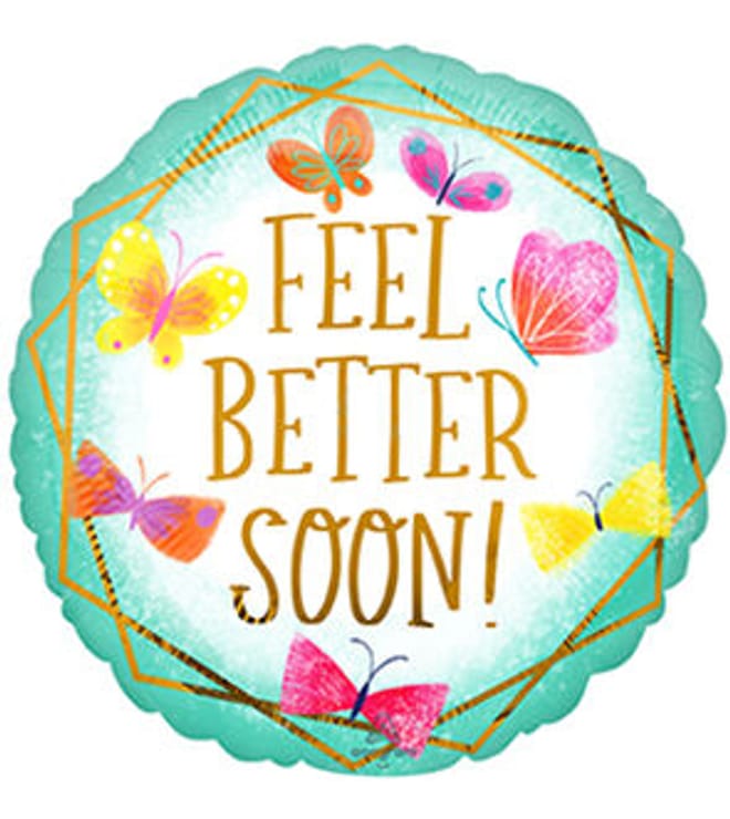 Feel Better Teal Gold Balloon, 18in.