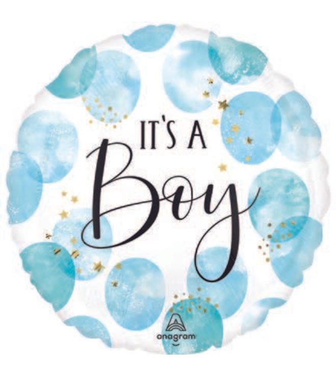 Baby Boy Blue Watercolor Balloon, 18in.