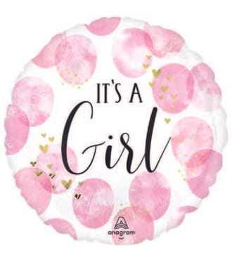 Baby Girl Pink Watercolor Balloon, 18in.