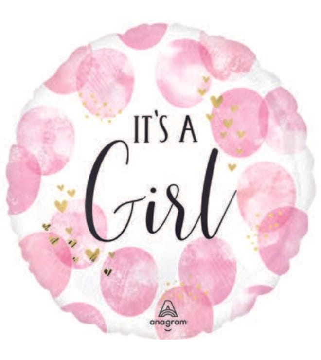 Baby Girl Pink Watercolor Balloon, 18in.