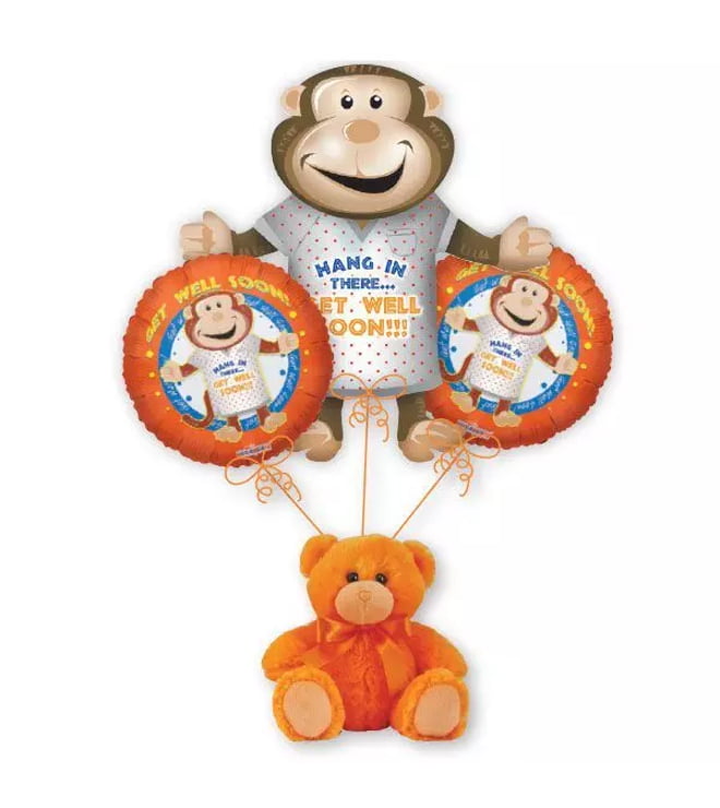 Get Well Monkey Balloon Bouquet