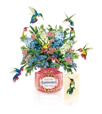 FreshCut Paper Hummingbird Oasis With Extendable Birds