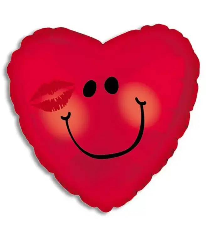 18in. Smiley Kissy Face Heart Balloon