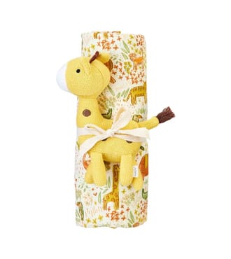 SAFARI SWADDLE AND RATTLE SET