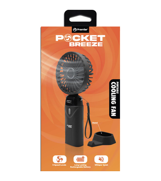 Premier Mini Rechargeable Portable Fan wStrap Black