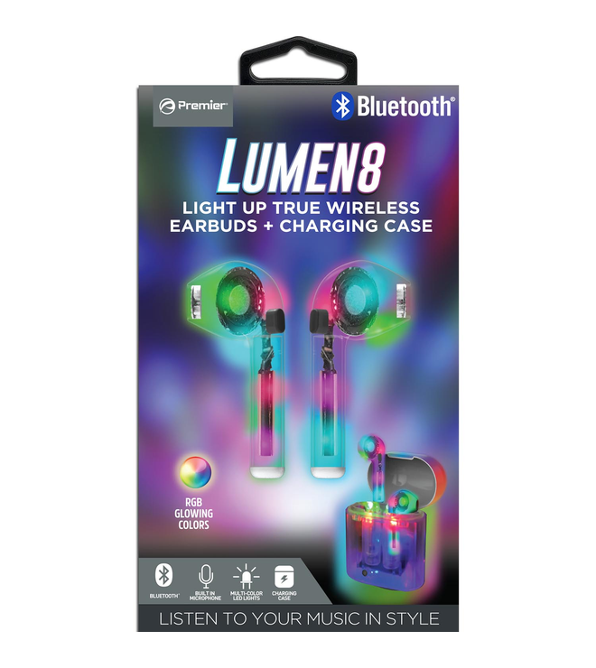 Lumen 8 Light Up TWS Earbuds with Case