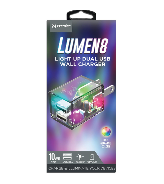 Lumen 8 Light Up Wall Charger 2.1 AMP