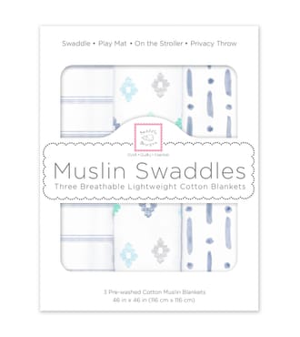 Muslin Swaddle Blankets, 3pk, Indigo, Denim