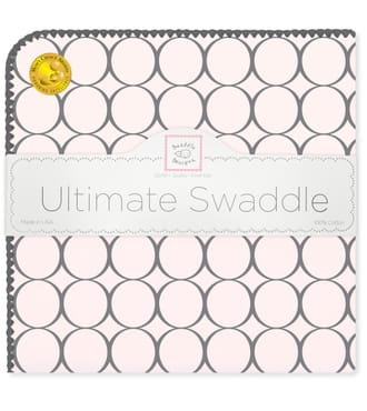 Ultimate Swaddle Blanket, Mod Circles, Soft Black on Soft Pink