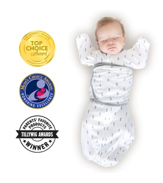 Omni Swaddle Sack with Arms Up Sleeves, Tiny Arrows, Soft Black, Small