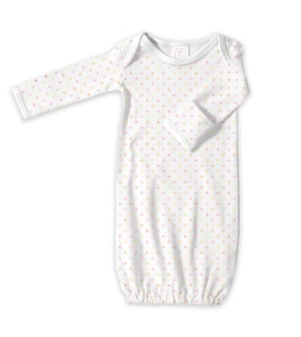 Gown with Long Sleeves and Mitten Cuffs, Tiny Triangles, Pink, Newborn
