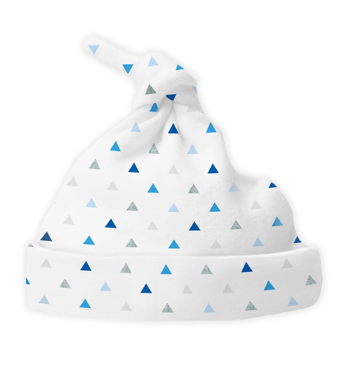 Knotted Hat, Tiny Triangles, Blue, Newborn