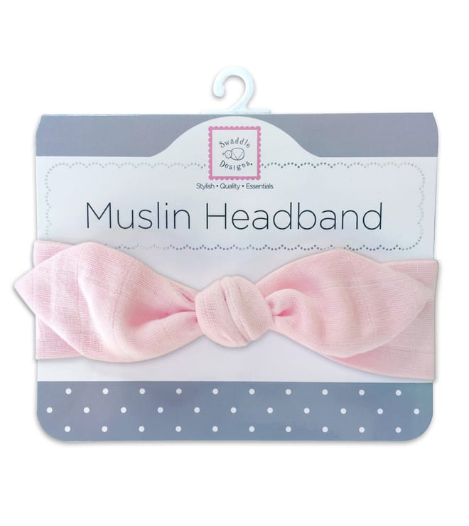 Muslin Headband, Solid, Pastel Pink, Newborn