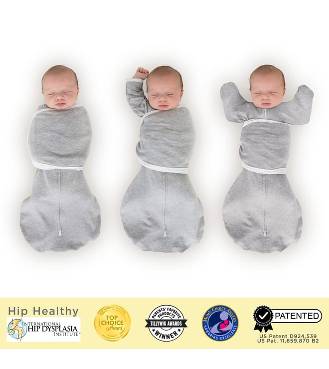 Omni Swaddle Sack with Arms Up Sleeves, Heathered Gray, Small