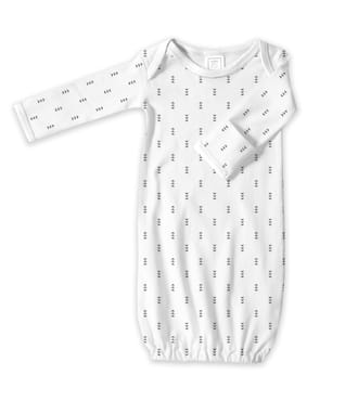 Gown with Long Sleeves and Mitten Cuffs, Tiny Arrows, Black, Newborn
