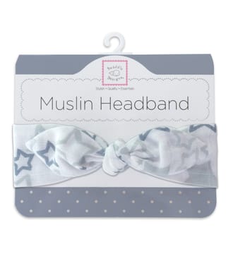 Muslin Headband, Starshine Shimmer, Gray, Newborn
