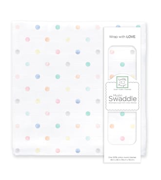 Muslin Swaddle Single - Watercolor Multi Mini Dots