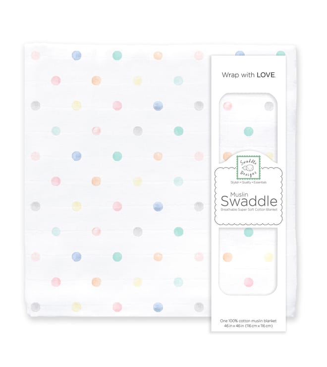 Muslin Swaddle Single - Watercolor Multi Mini Dots