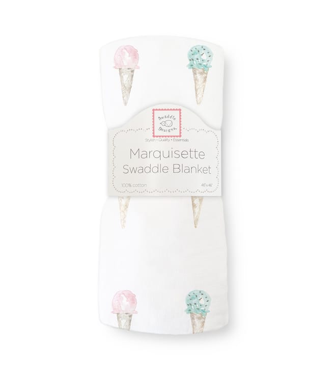 Marquisette Swaddle Blanket Watercolor Ice Cream Cones