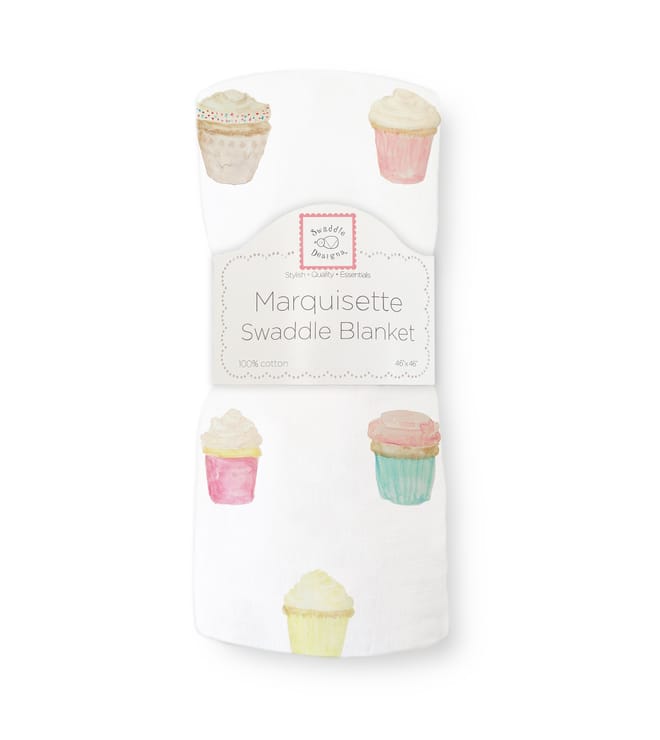 Marquisette Swaddle Blanket Watercolor Cupcakes
