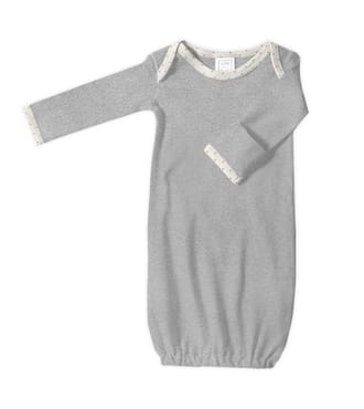 Gown with Long Sleeves and Mitten Cuffs, Heathered Gray, Newborn
