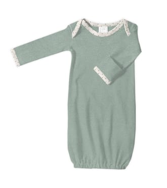 Gown with Long Sleeves and Mitten Cuffs, Heathered Jadeite, Newborn