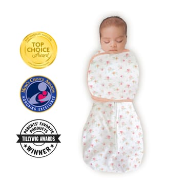 Omni Swaddle Sack with Arms Up Sleeves, Watercolor Peachy Pink Floral, Small