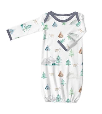 LS Gown - Watercolor Mountains & Trees - 0-3 MO