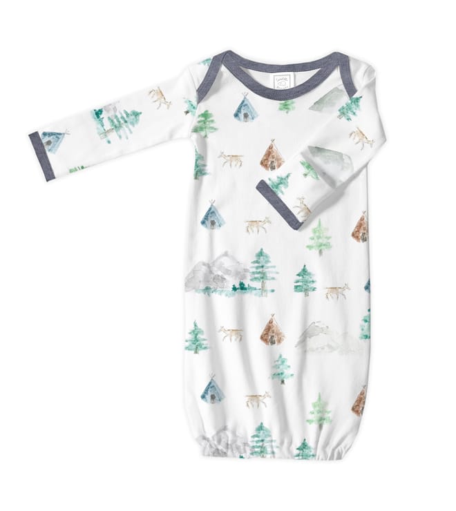 LS Gown - Watercolor Mountains & Trees - 0-3 MO