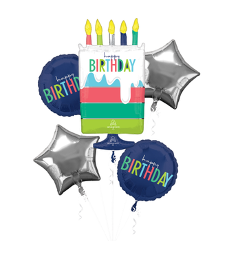 Modern Birthday 5-Piece Foil Balloon Bouquet