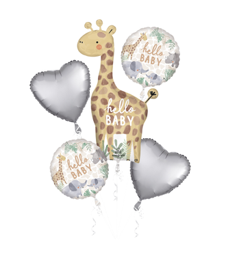 Soft Jungle Baby 5-Piece Foil Balloon Bouquet
