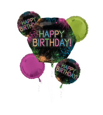 Lets Glow Crazy Happy Birthday Foil Balloon Bouquet