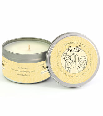 Celebrate Your Faith Candle (Sideways Angel)