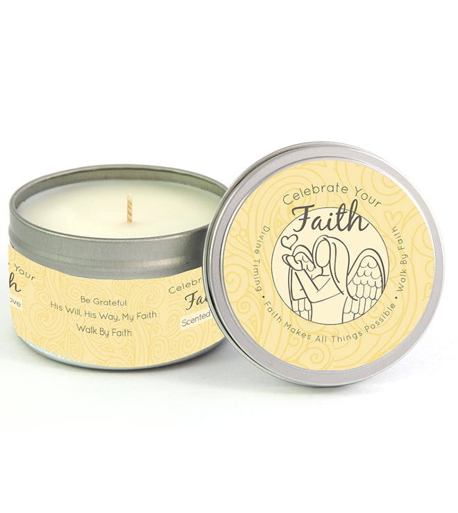 Celebrate Your Faith Candle (Sideways Angel)