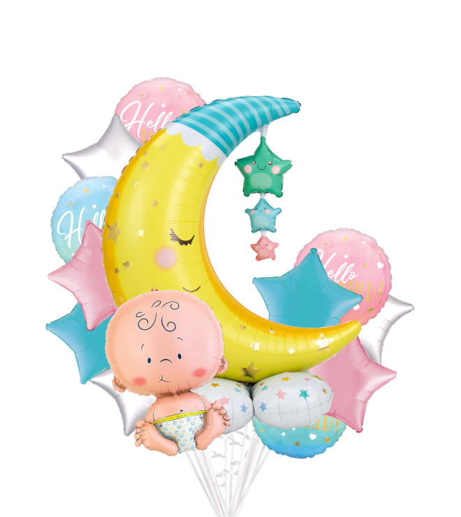 AirLoonz Hello Baby Balloon Bouquet, 14pc